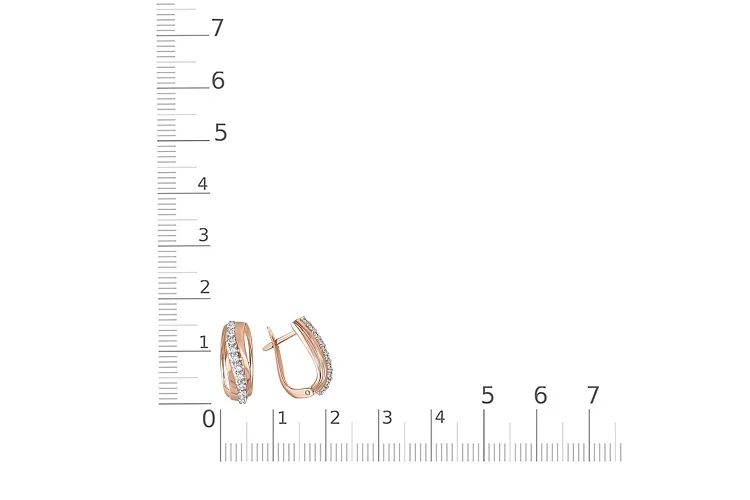 Серьги из красного золота с 20 фианитами