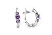 Серьги из белого золота с 6 аметистами