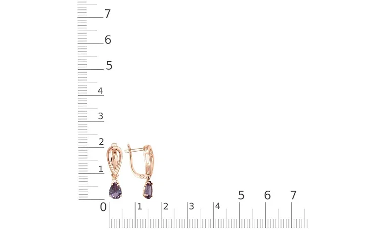 Серьги из красного золота с 2 корундами