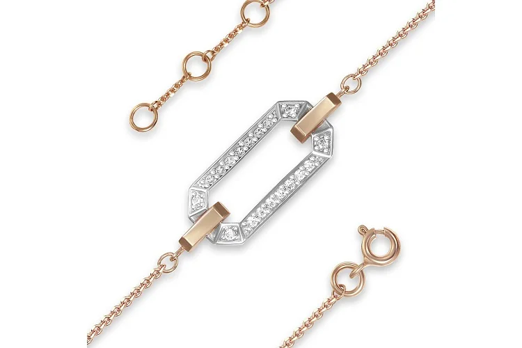 Браслет Дорожка из красного золота с 270 фианитами