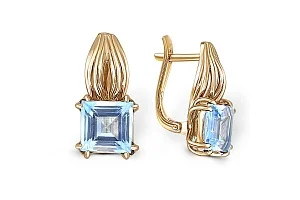 Серьги из жёлтого золота с 2 топазами sky
