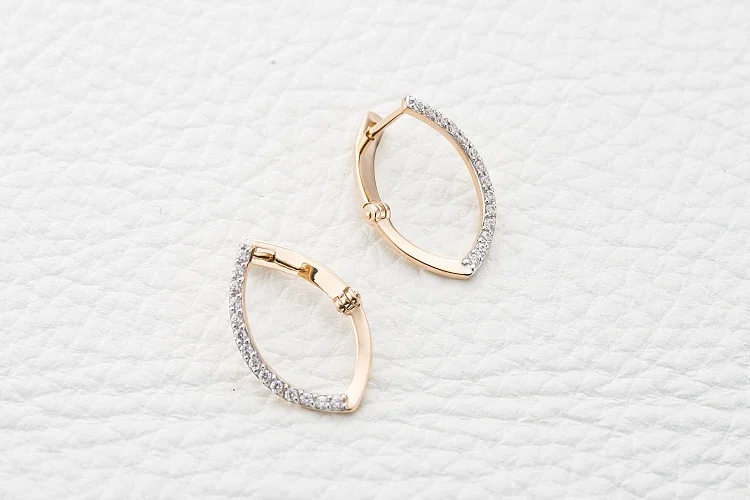 Серьги Дорожки из красного золота с 28 фианитами