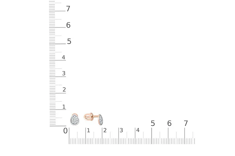 Серьги-пусеты из красного золота с 20 фианитами