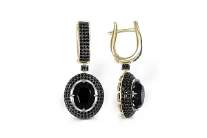 Серьги из жёлтого золота с 2 агатами и 290 фианитами