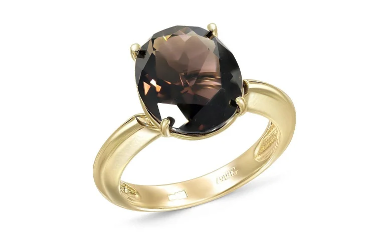 Кольцо из жёлтого золота с раухтопазом