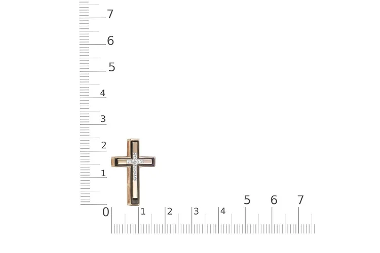 Крест из красного золота с 12 фианитами
