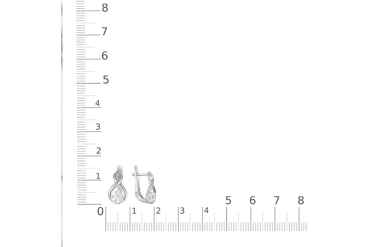 Серьги Малинки из белого золота с 14 фианитами