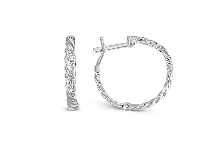 Серьги Дорожки из белого золота с 12 бриллиантами