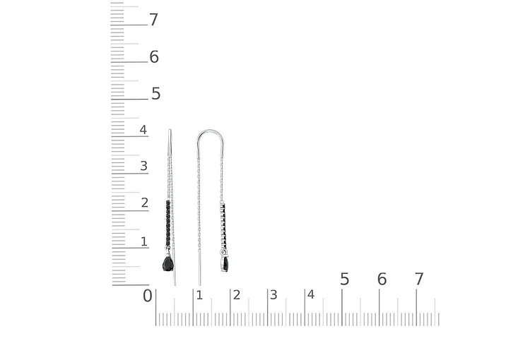 Серьги-продёвки Дорожки из белого золота с 22 фианитами