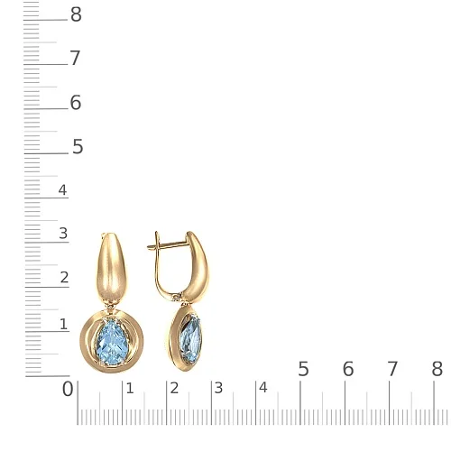 Серьги из жёлтого золота с 2 топазами sky