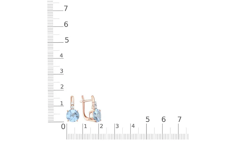 Серьги из красного золота с 2 топазами sky и 4 фианитами
