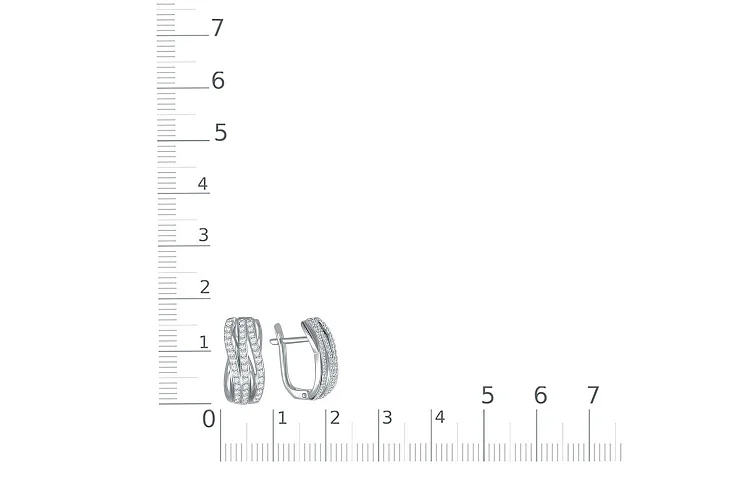 Серьги из белого золота с 84 фианитами
