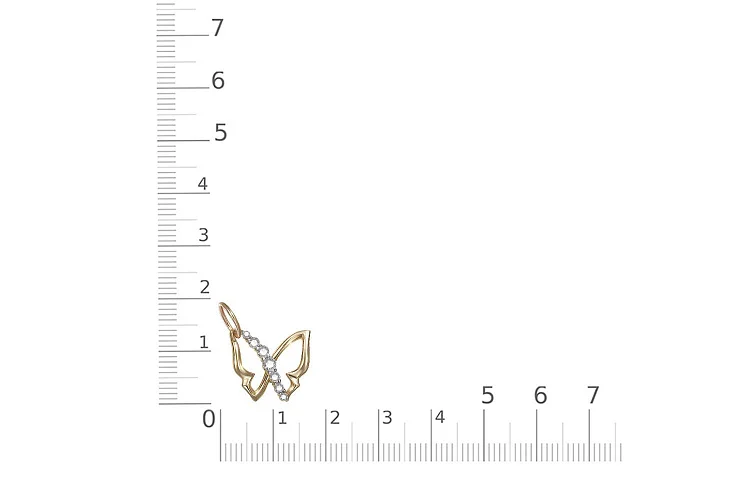 Подвеска Бабочка из жёлтого золота с 7 фианитами