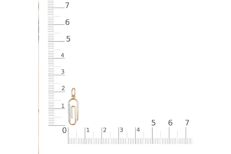 Подвеска Скрепка из красного золота с 8 фианитами