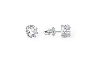 Серьги-пусеты Короны из белого золота с 2 кристаллами swarovski