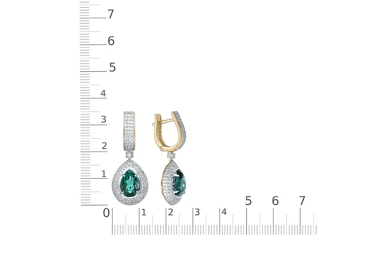 Серьги из жёлтого золота с 2 кварцами и 278 фианитами