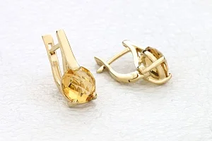 Серьги из жёлтого золота с 2 цитринами