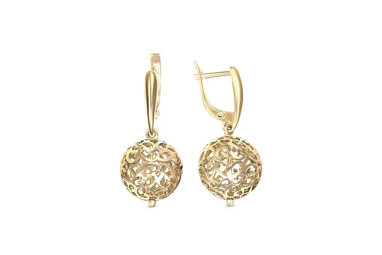 Серьги-трансформеры Шары из жёлтого золота без вставок