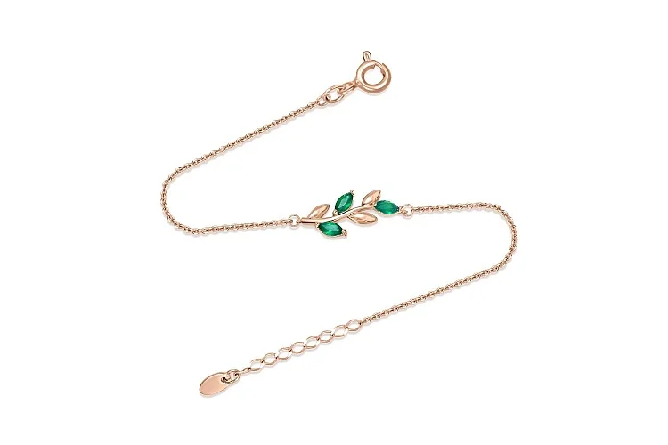 Браслет Веточка из красного золота с 3 агатами