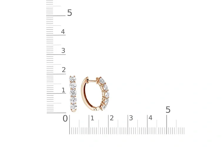Серьги Дорожки из красного золота с 10 фианитами
