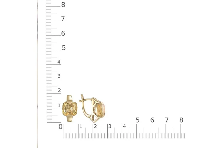 Серьги из жёлтого золота с 2 цитринами