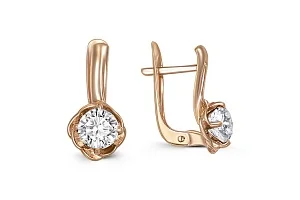 Серьги Цветы из красного золота с 2 кристаллами swarovski