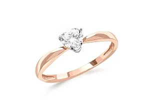 Кольцо Сердце из красного золота с муассанитом