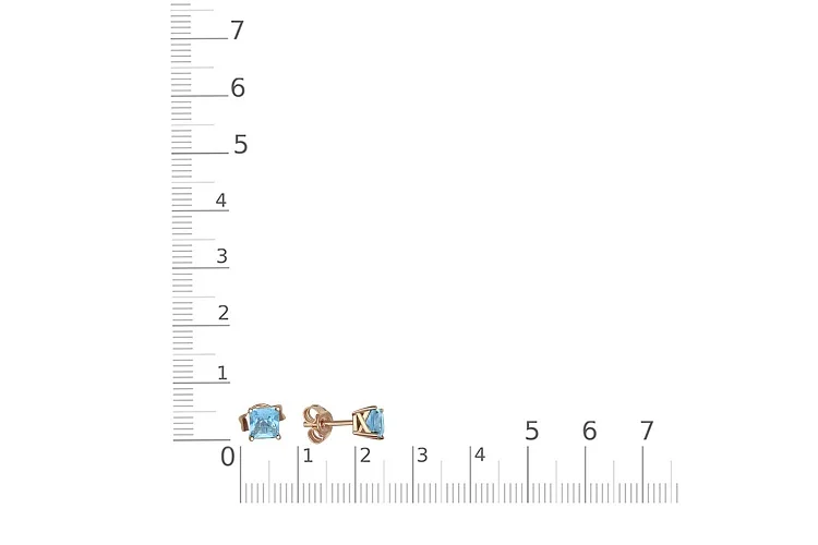 Серьги-пусеты из красного золота с 2 топазами swiss