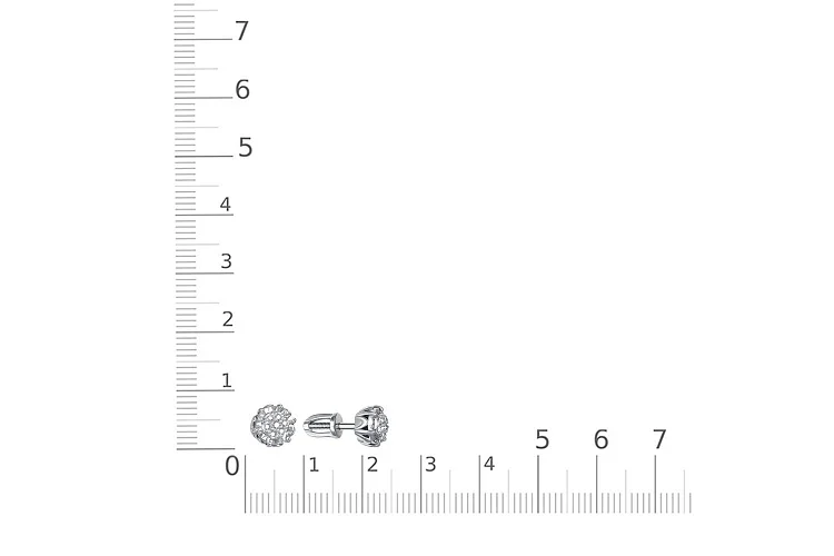 Серьги-пусеты Малинки из белого золота с 14 бриллиантами