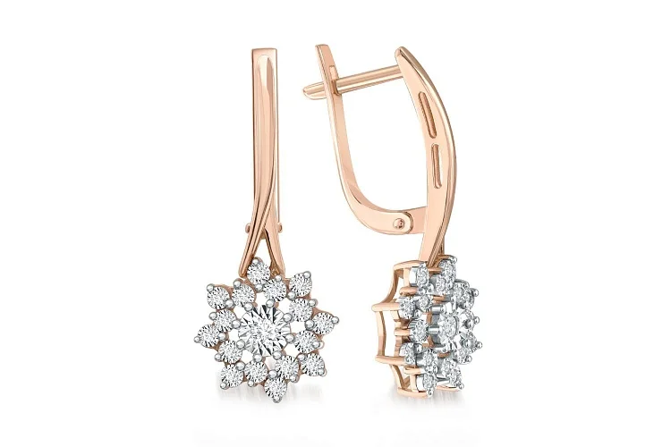 Серьги из красного золота с 34 бриллиантами