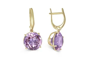 Серьги из жёлтого золота с 2 аметистами