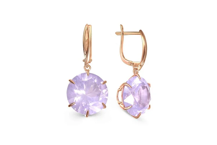 Серьги из красного золота с 2 ситаллами