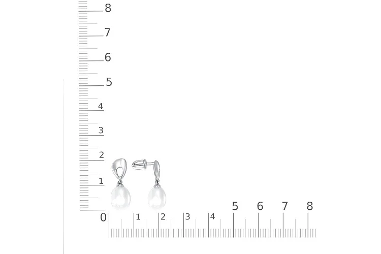 Серьги-пусеты из белого золота с 2 жемчужинами