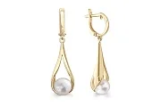 Серьги из жёлтого золота с 2 жемчужинами