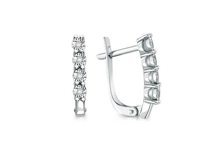 Серьги Дорожки из белого золота с 8 бриллиантами