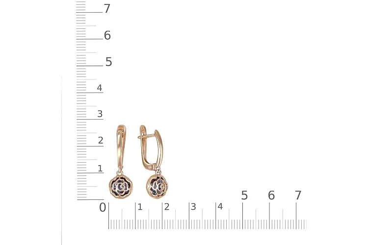 Серьги Цветы из красного золота с 2 александритами