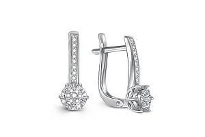 Серьги Малинки из белого золота с 30 бриллиантами