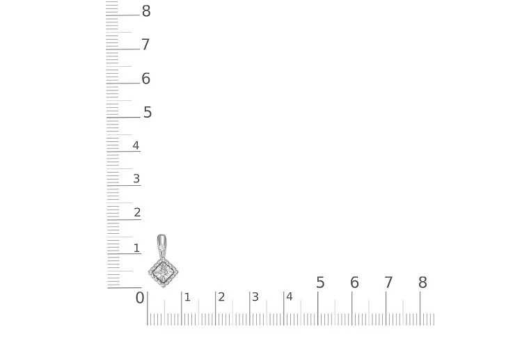 Подвеска Квадрат из белого золота с 7 бриллиантами