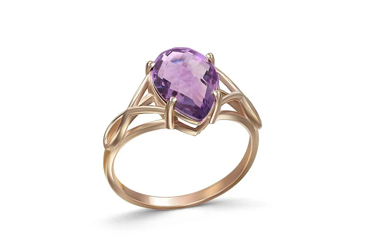 Кольцо из красного золота с аметистом