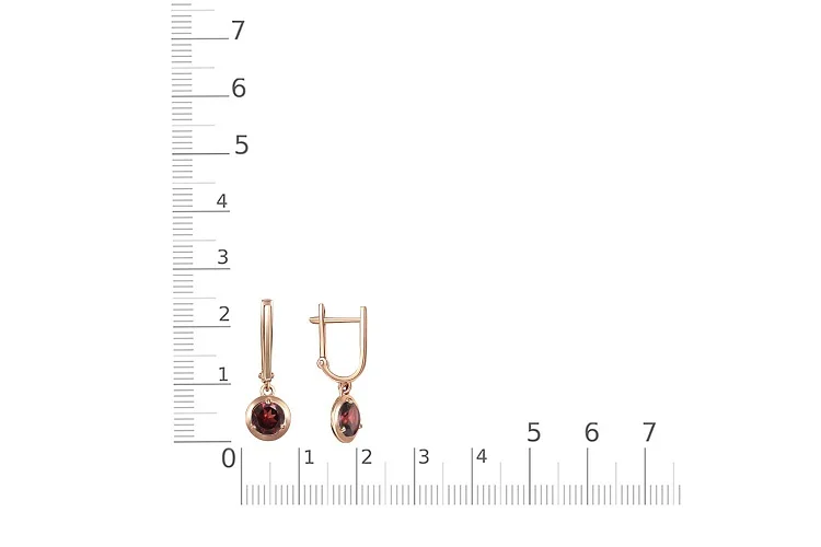 Серьги из красного золота с 2 гранатами