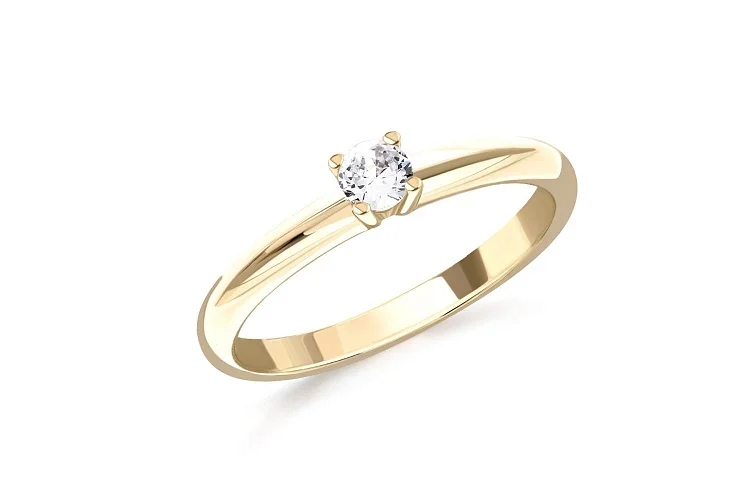 Кольцо из жёлтого золота с выращенным бриллиантом