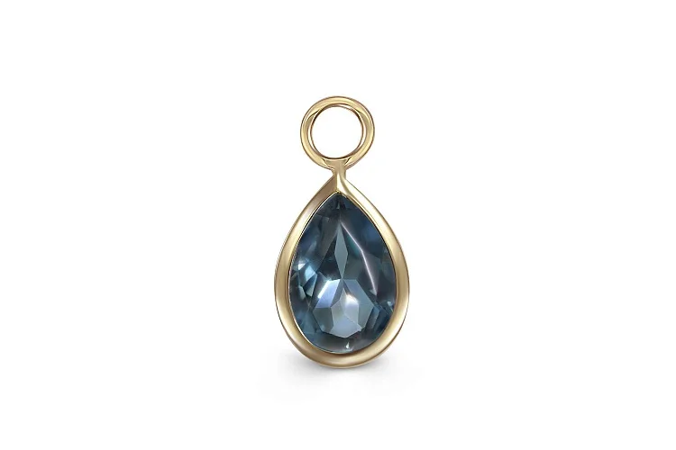Подвеска серёг-трансформеров капля из жёлтого золота с топазом лондон