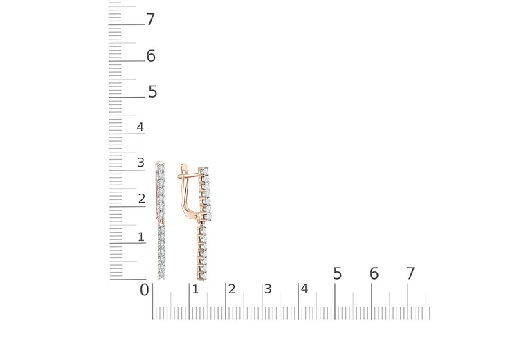 Серьги Дорожки из красного золота с 28 бриллиантами