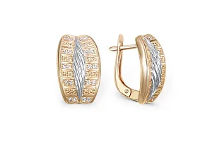 Серьги из красного золота с 40 фианитами