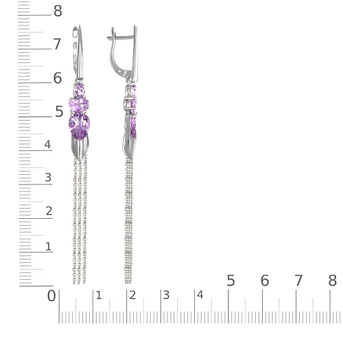 Серьги из белого золота с 6 аметистами