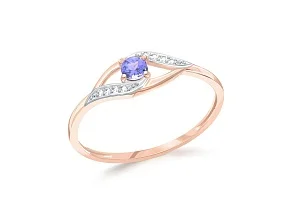 Кольцо из красного золота с танзанитом и 8 фианитами