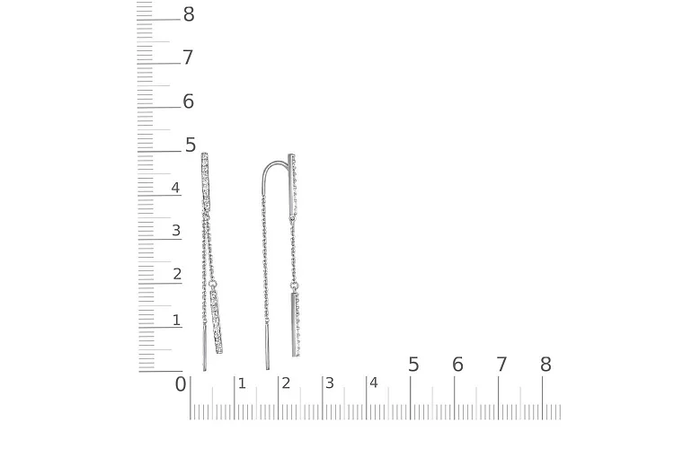 Серьги-продёвки Дорожки из белого золота с 36 фианитами