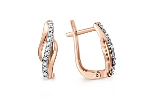 Серьги Дорожки из красного золота с 22 фианитами