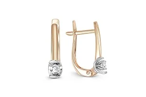Серьги из красного золота с 2 бриллиантами