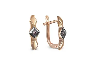 Серьги из красного золота с 2 фианитами